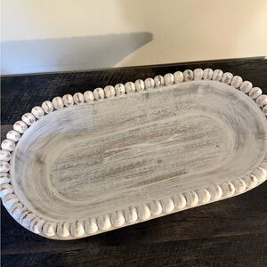Kirklands Rustic White Oval Tray
